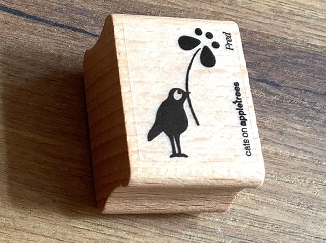 Stempel Vogel Fred mit Blume (Cats on appletrees) Im Angebot