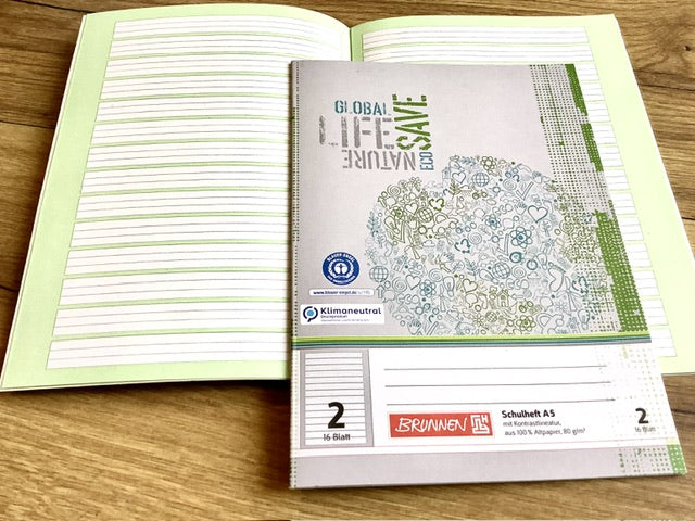 A5-Heft Lin.2 grün unterlegt Brunnen RC Im Angebot